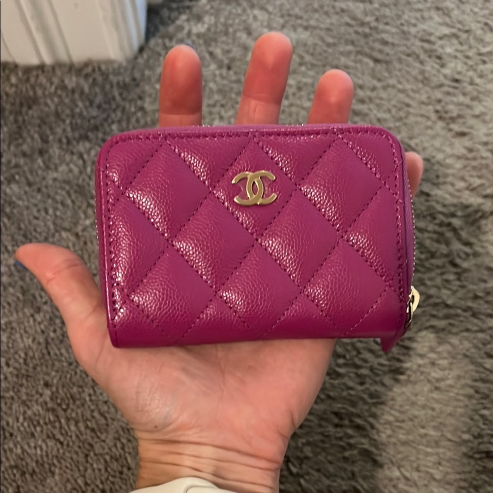 Chanel Magenta Quilted Zip Coin Purse with Iconic Double-C Logo - Picture 6 of 6